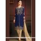 Navy Blue Art Silk Pant Style Suit