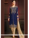 Navy Blue Art Silk Pant Style Suit