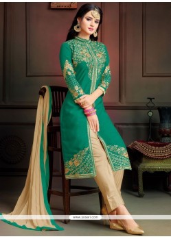 Resham Work Art Silk Pant Style Suit