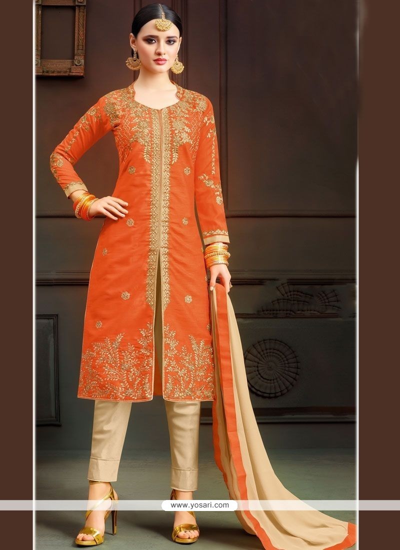 Buy Orange Pant Style Suit | Designer Salwar Suits