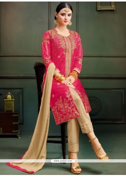 Rose Pink Art Silk Pant Style Suit