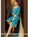 Resham Work Blue Pant Style Suit