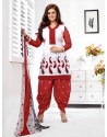 Ayesha Takia Maroon And White Cotton Punjabi Patiala Suit