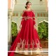 Red Art Silk Floor Length Anarkali Suit