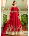Red Art Silk Floor Length Anarkali Suit