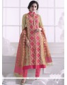 Beige And Pink Embroidered Work Churidar Designer Suit