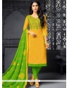 Cotton Yellow Churidar Suit