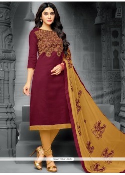 Wine Churidar Suit