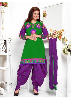 Ayesha Takia Purple And Green Cotton Punjabi Patiala Suit