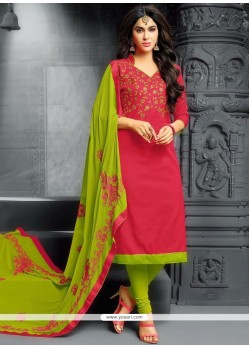 Rose Pink Cotton Churidar Suit