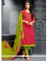 Rose Pink Cotton Churidar Suit