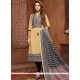 Print Work Beige Churidar Suit