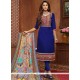 Navy Blue Print Work Churidar Suit