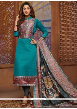 Print Work Art Silk Churidar Suit