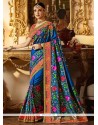 Sanaya Irani Blue Banarasi Silk Traditional Designer Saree