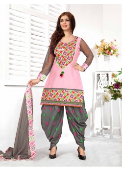 Ayesha Takia Grey And Pink Cotton Punjabi Patiala Suit