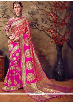 Cotton Silk Pink Weaving Work Traditional Saree