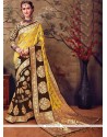 Weaving Work Brown And Yellow Cotton Silk Traditional Designer Saree