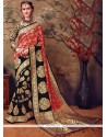 Black And Orange Cotton Silk Designer Traditional Saree