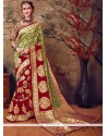 Weaving Work Green And Red Designer Traditional Saree