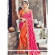 Hot Pink And Orange Designer Half N Half Saree