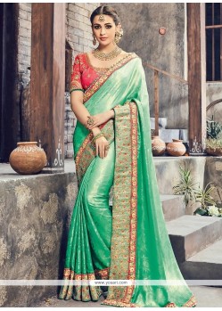 Art Silk Sea Green Designer Traditional Saree