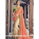 Art Silk Cream And Orange Designer Half N Half Saree