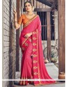 Hot Pink Lace Work Art Silk Designer Traditional Saree