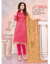Pink Chanderi Silk Churidar Suit