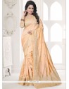 Beige Embroidered Work Art Silk Designer Traditional Saree