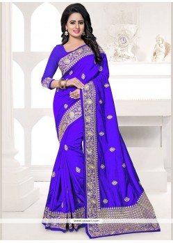 Art Silk Blue Traditional Designer Saree