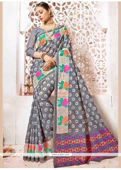 Art Silk Grey Designer Traditional Saree