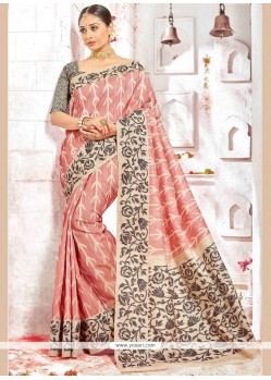 Grey And Pink Weaving Work Art Silk Designer Traditional Saree