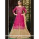 Hot Pink Embroidered Work Art Silk Long Choli Lehenga