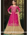 Hot Pink Embroidered Work Art Silk Long Choli Lehenga