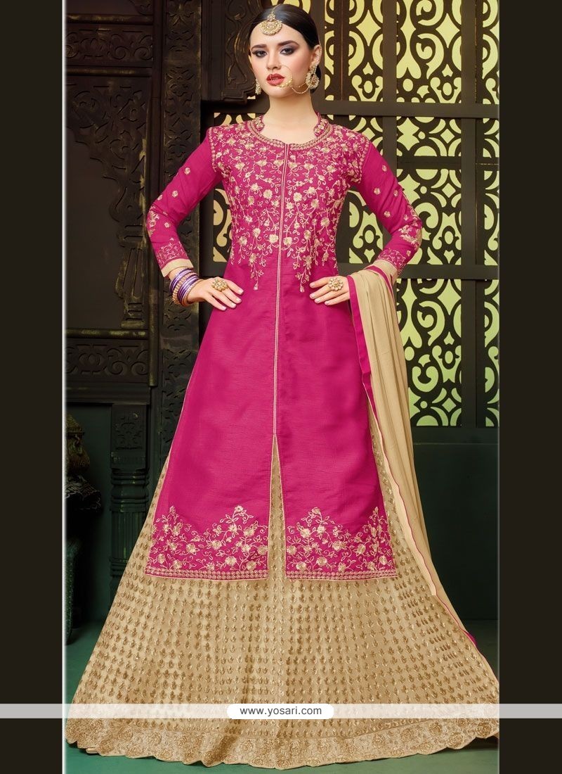 Pink Embroidered Silk Lehenga Choli With Heavy Blouse Latest 2291LG01