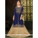 Art Silk Navy Blue Long Choli Lehenga