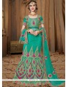 Art Silk Sea Green Lehenga Choli