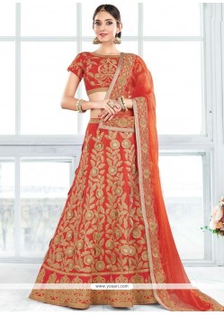 Raw Silk Embroidered Work Lehenga Choli