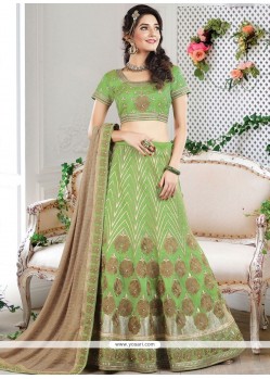 Raw Silk Green Lehenga Choli