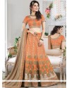 Raw Silk Orange Lace Work Lehenga Choli