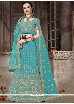 Banarasi Silk Blue Lehenga Choli