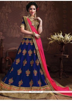 Navy Blue Embroidered Work Faux Georgette Lehenga Choli