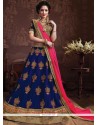 Navy Blue Embroidered Work Faux Georgette Lehenga Choli