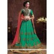 Faux Georgette Green Lehenga Choli