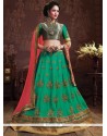 Faux Georgette Green Lehenga Choli