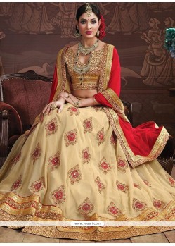 Beige Embroidered Work Lehenga Choli