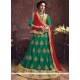 Faux Georgette Green Embroidered Work Lehenga Choli