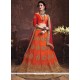 Faux Georgette Orange Embroidered Work Lehenga Choli