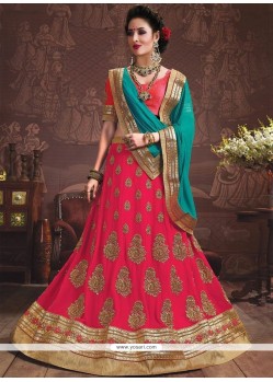 Hot Pink Faux Georgette Lehenga Choli